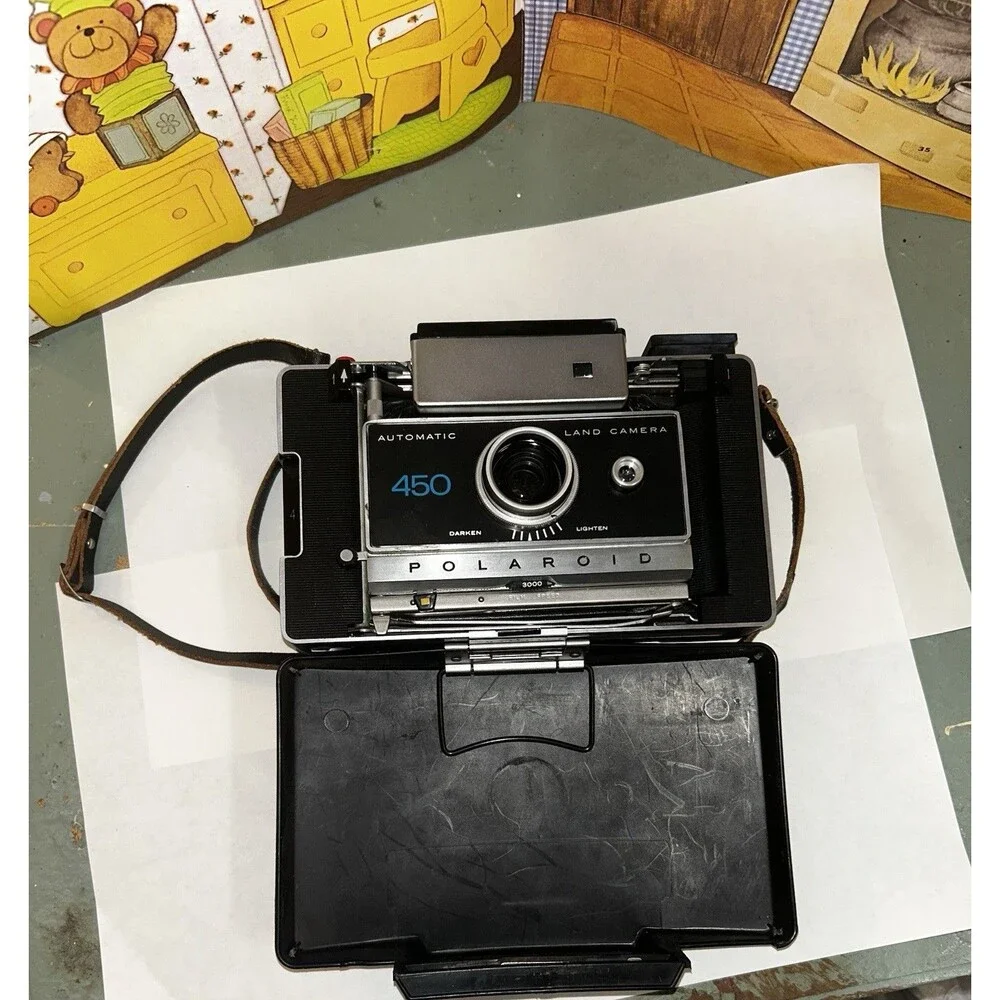 Vintage Polaroid Countdown 90 Automatic Land Camera External Flash Case Untested